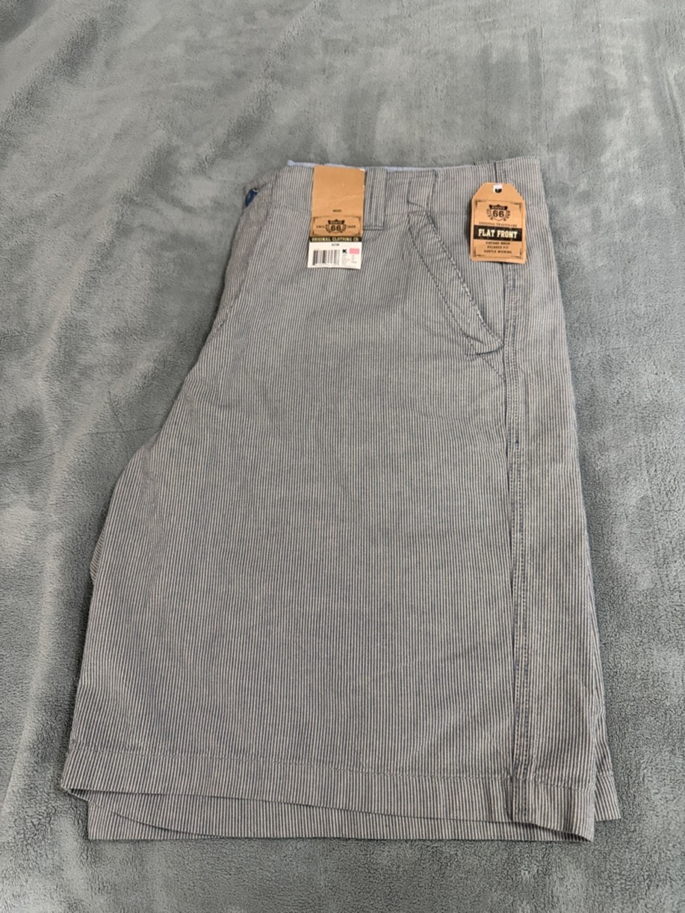Route 66 Men’s Flat Front Pinstripe Shorts - Blue & White